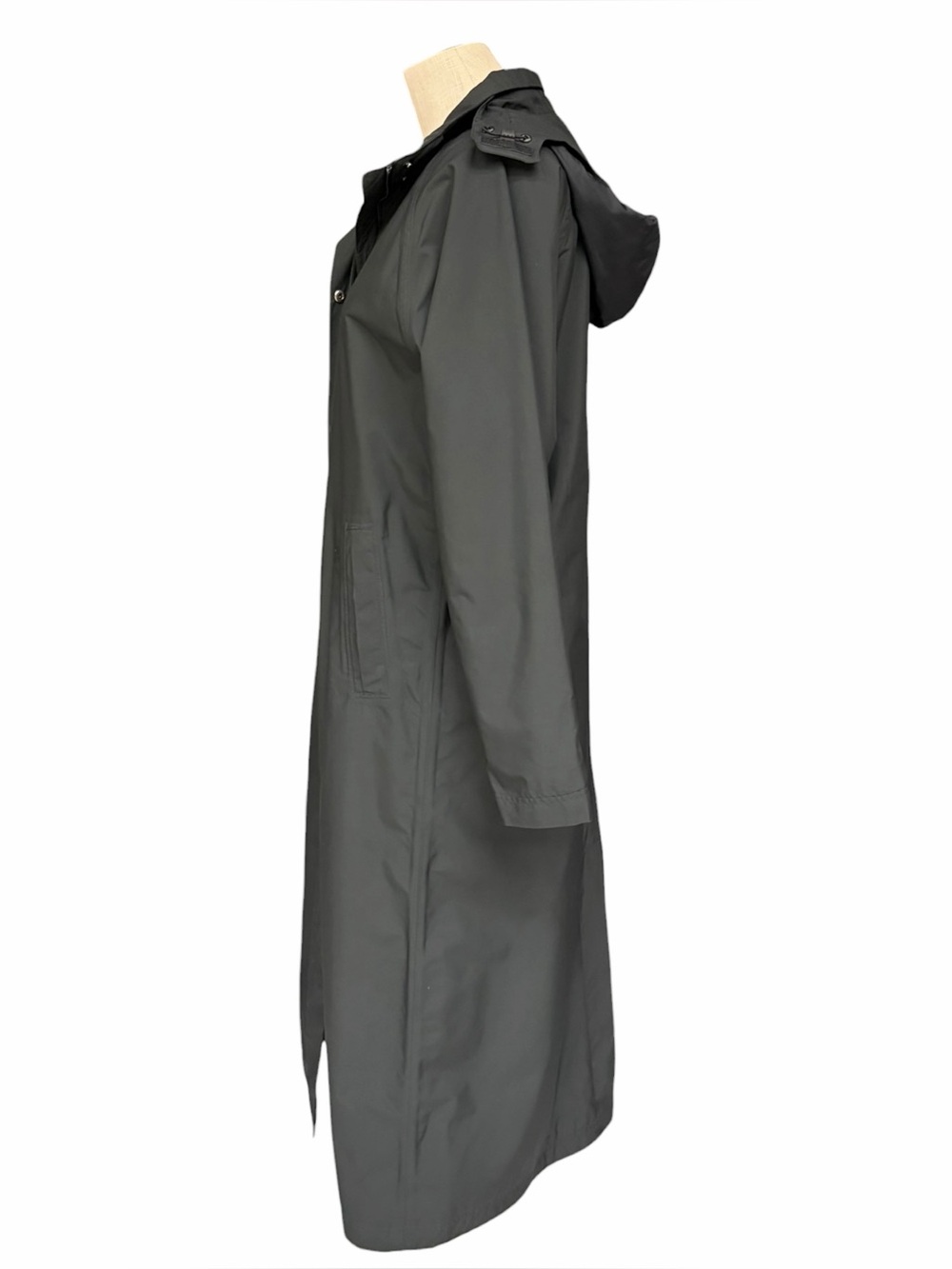 Vintage L.L.Bean Long Maxi Raincoat Trench Coat Wool Plaid Lined Navy Medium - Picture 3 of 14